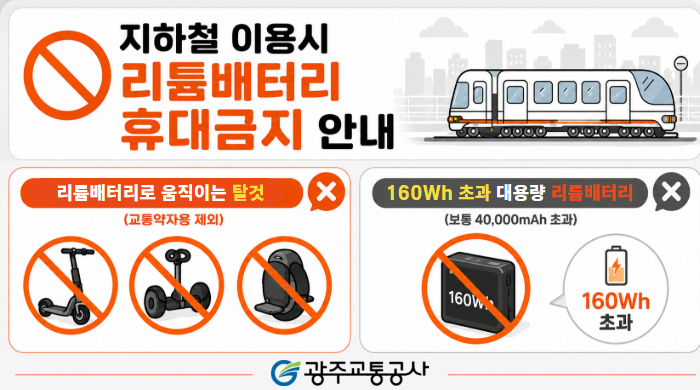 [역무운영팀] 휴대용 리튬배터리 휴대금지 안내